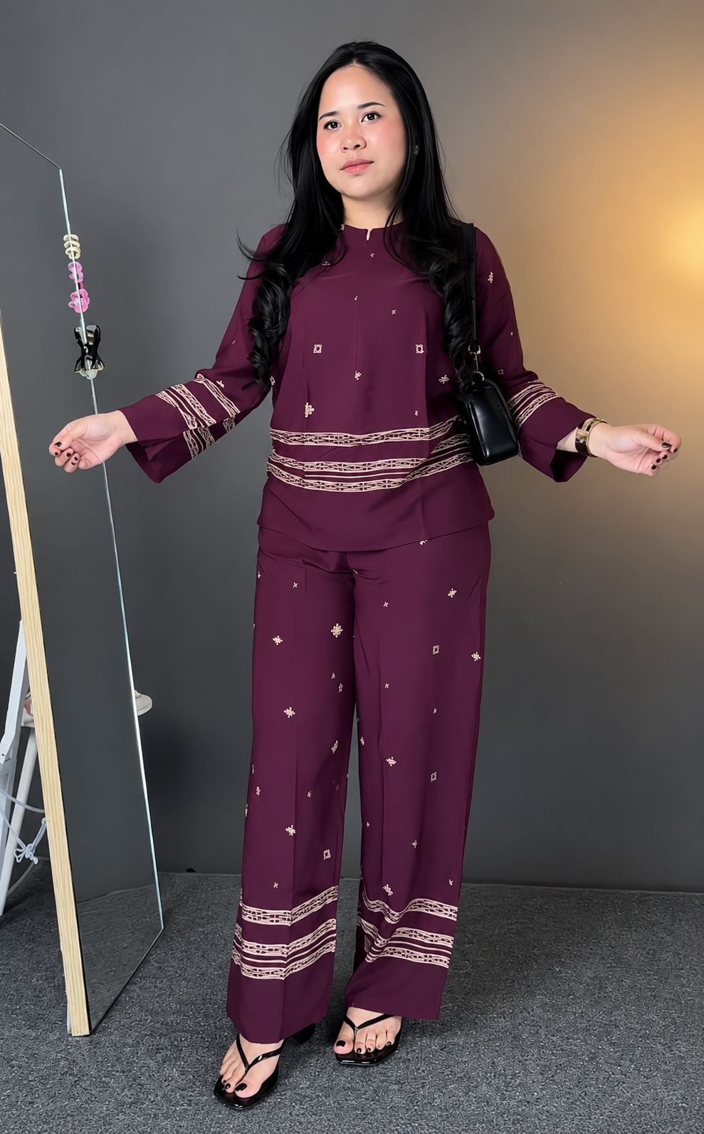 Elegant Wine 2-Piece Co-Ord Set