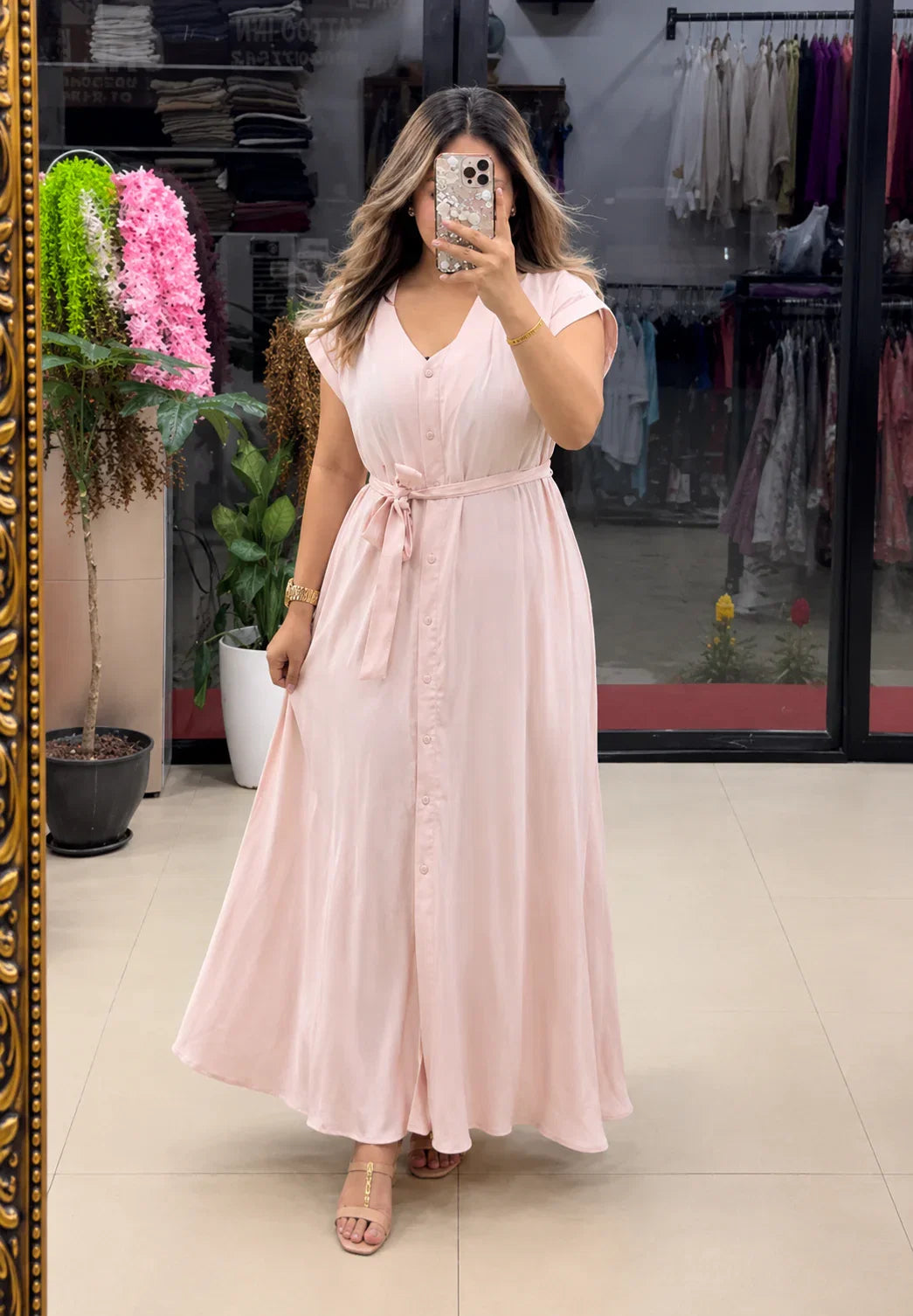 Vastras Aahana Pure Cotton Button Maxi Dress