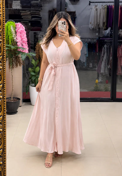 Vastras Aahana Pure Cotton Button Maxi Dress