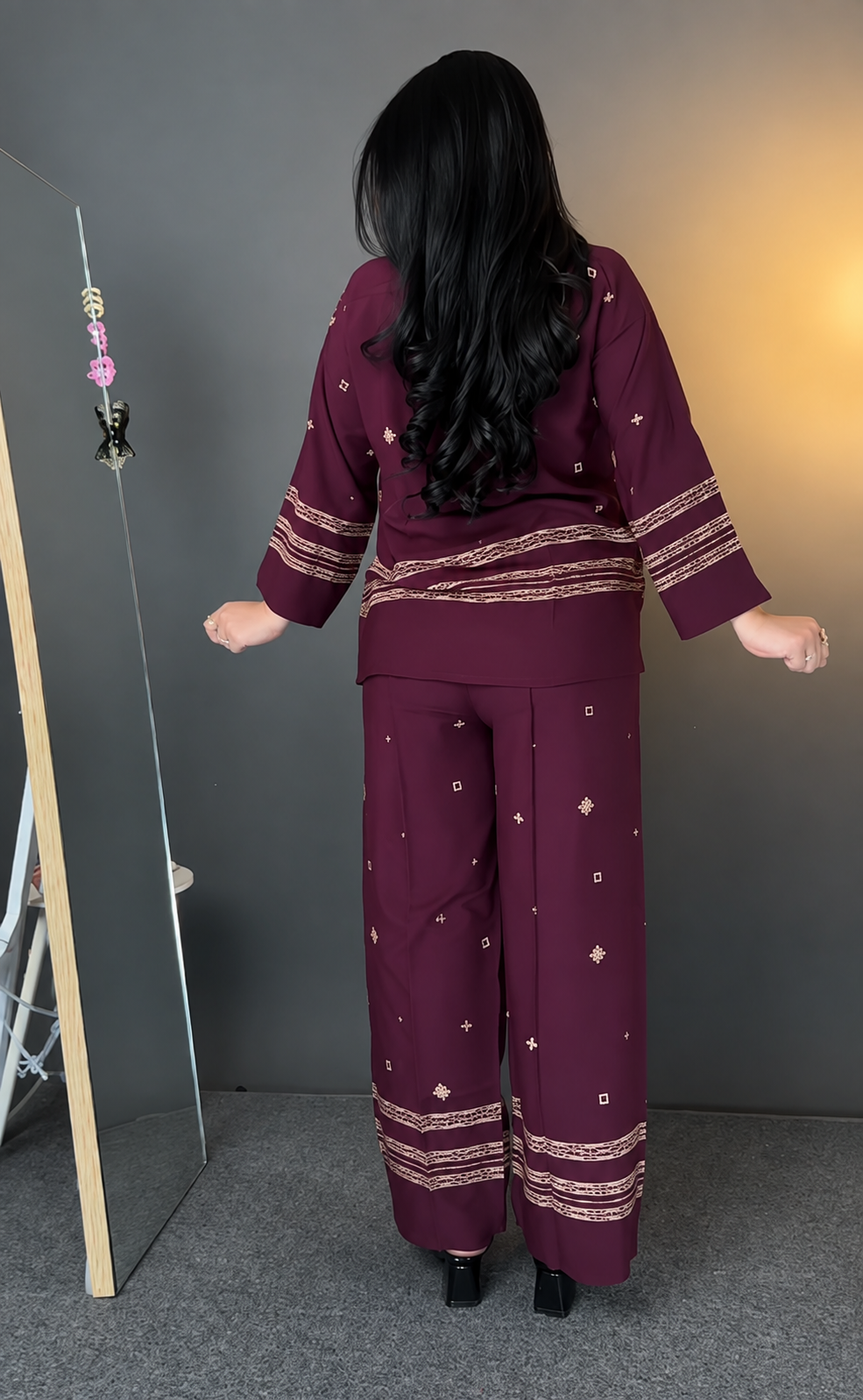 Elegant Wine 2-Piece Co-Ord Set