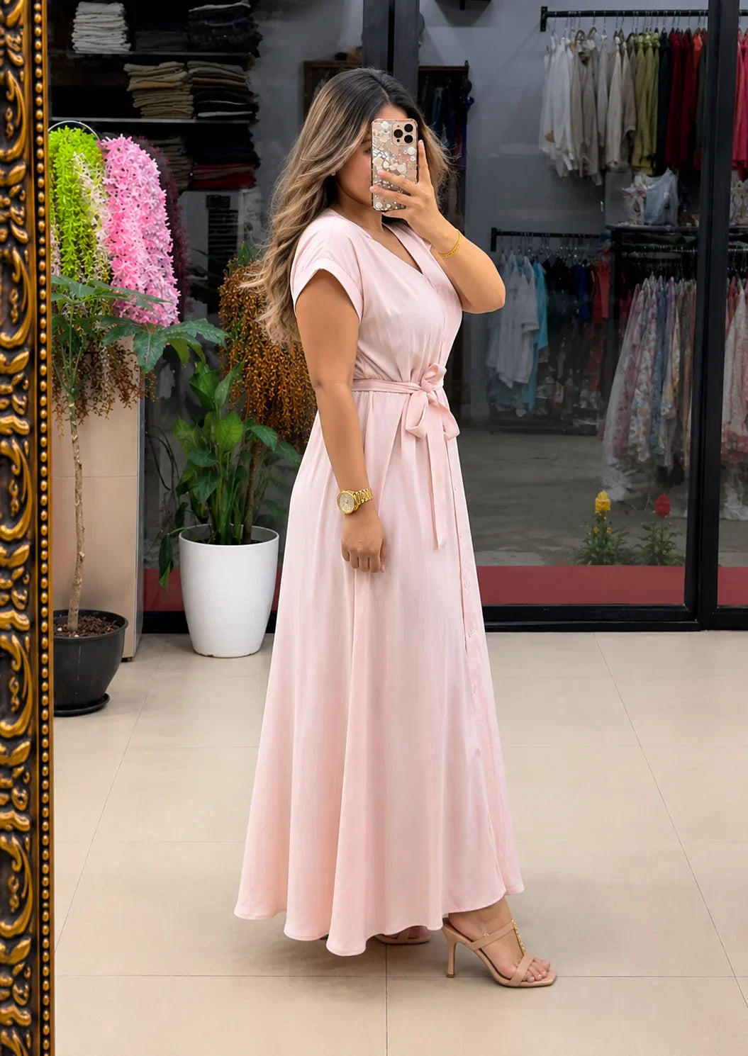 Vastras Aahana Pure Cotton Button Maxi Dress