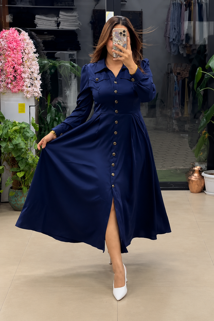Navy Blue New Designer Rayon Dress