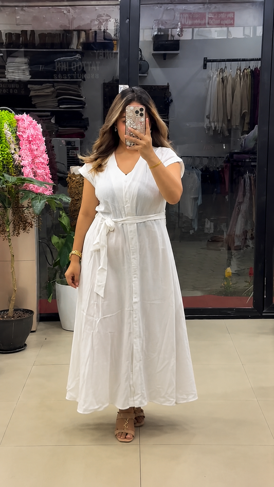 Vastras Aahana Pure Cotton Button Maxi Dress