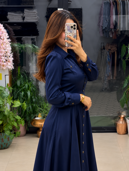 Navy Blue New Designer Rayon Dress
