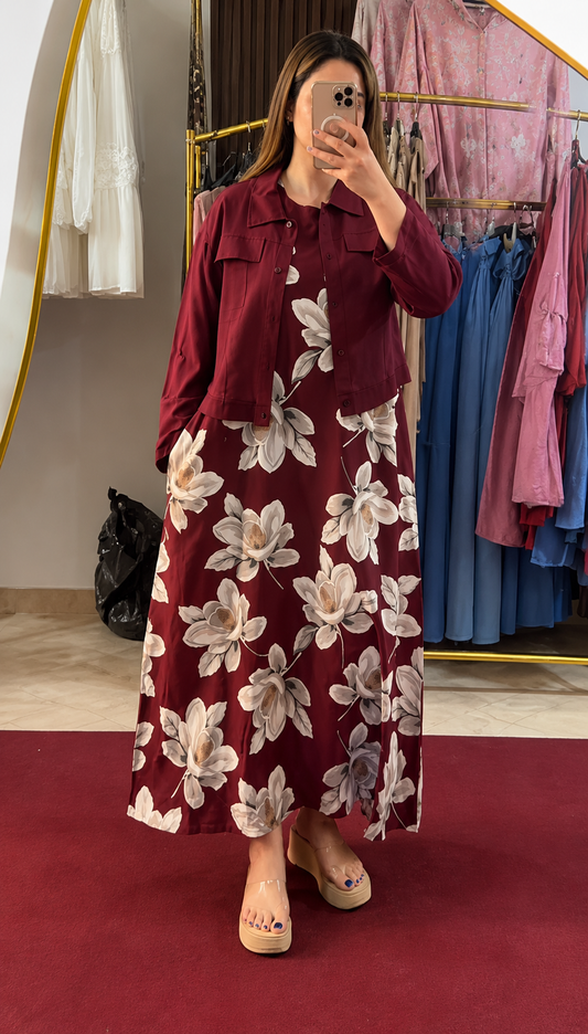 Maroon Premium Floral Co-Ord Set