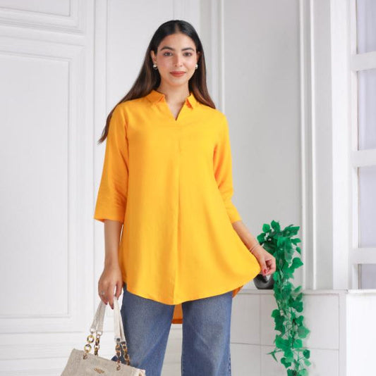 Mustard rayon flare top [ Premium 100% Rayon, Liva Certified ]
