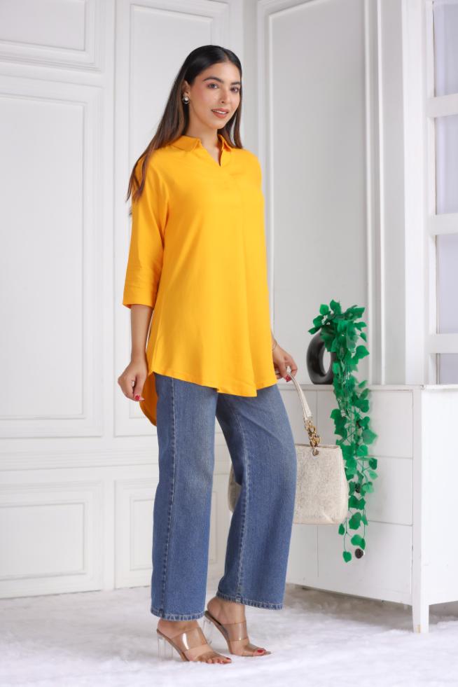 Mustard rayon flare top [ Premium 100% Rayon, Liva Certified ]