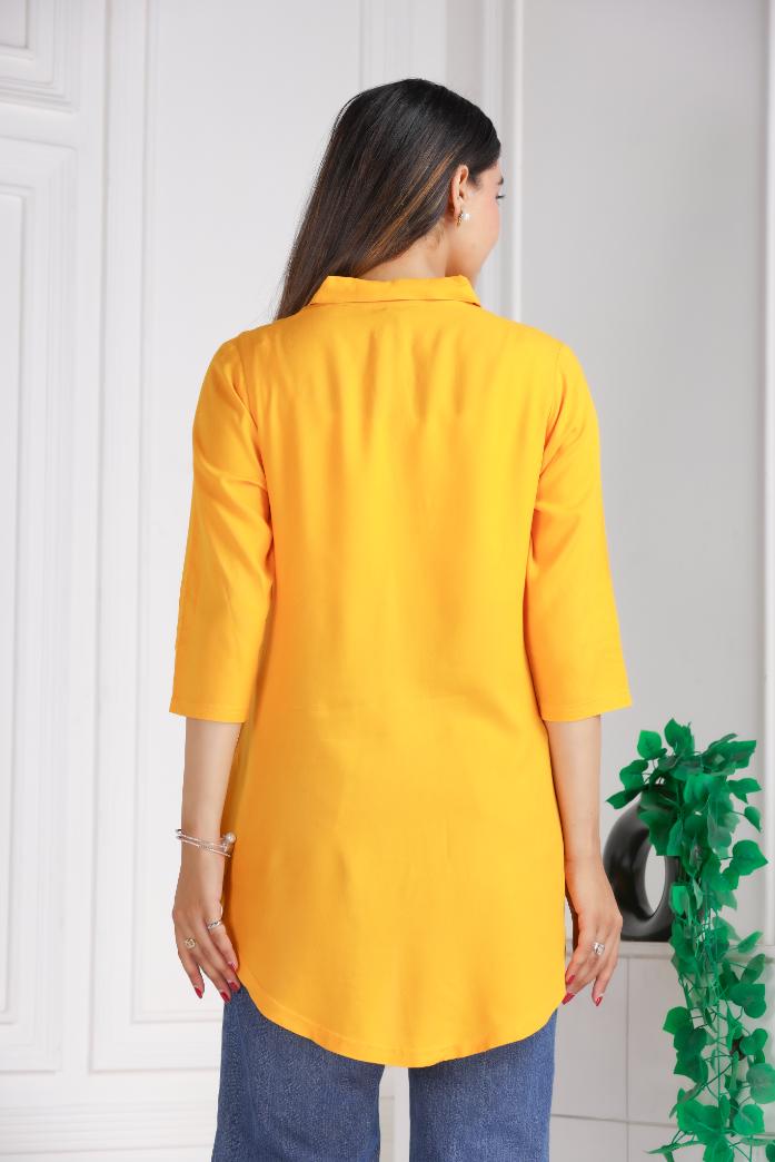 Mustard rayon flare top [ Premium 100% Rayon, Liva Certified ]