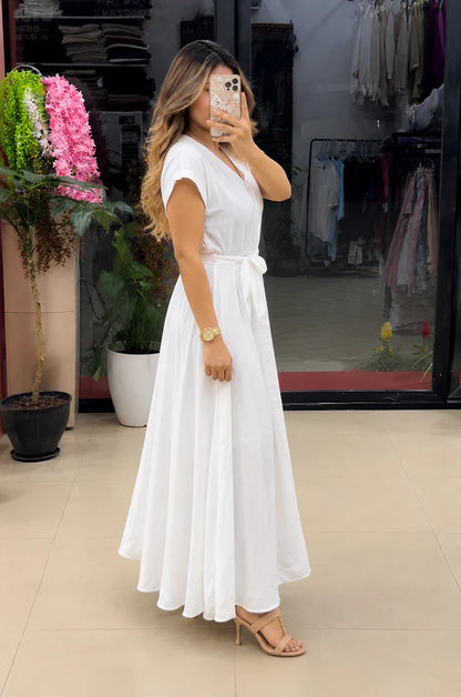 Vastras Aahana Pure Cotton Button Maxi Dress