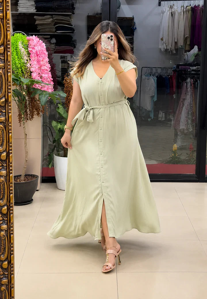 Vastras Aahana Pure Cotton Button Maxi Dress
