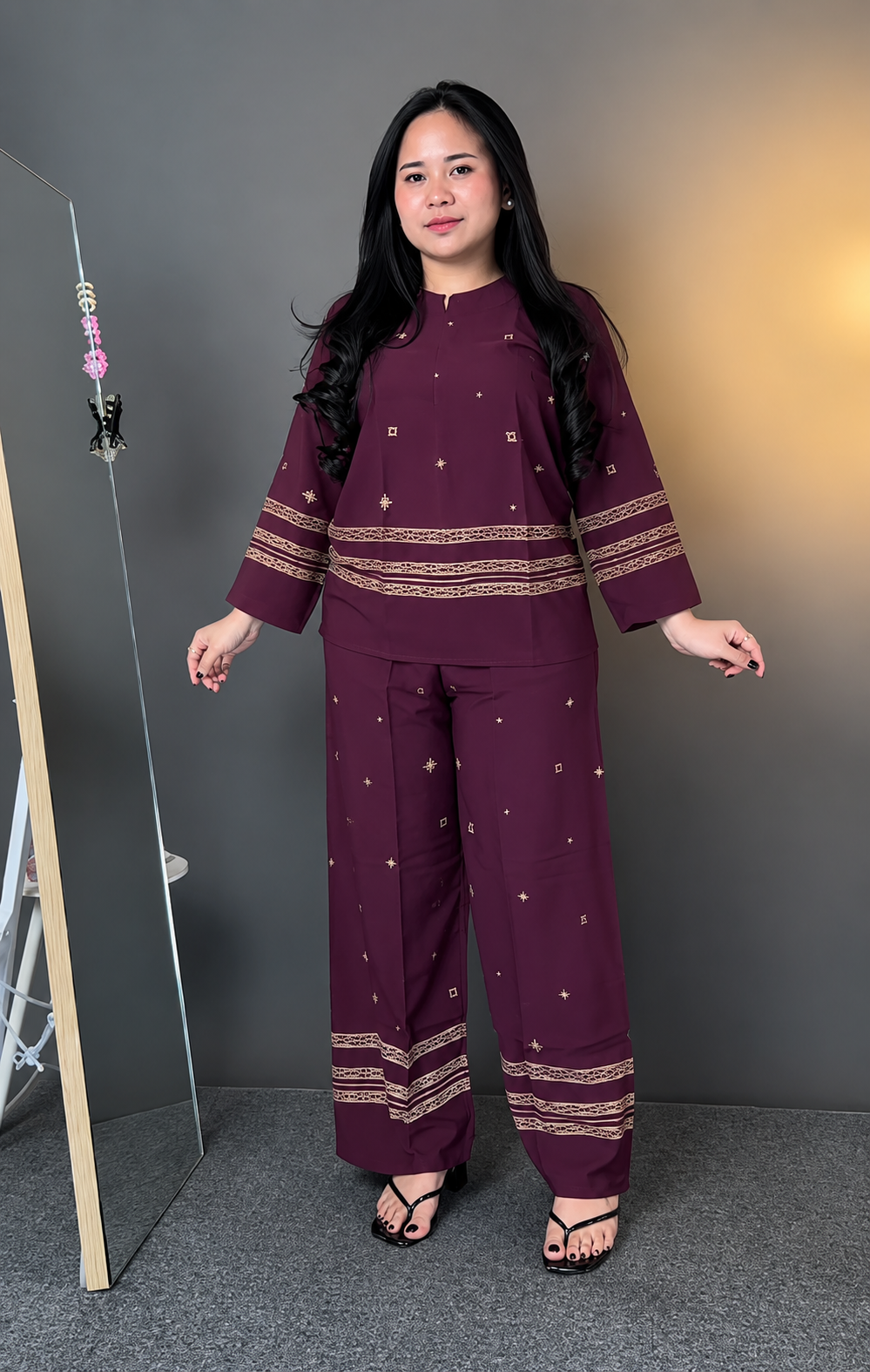 Elegant Wine 2-Piece Co-Ord Set