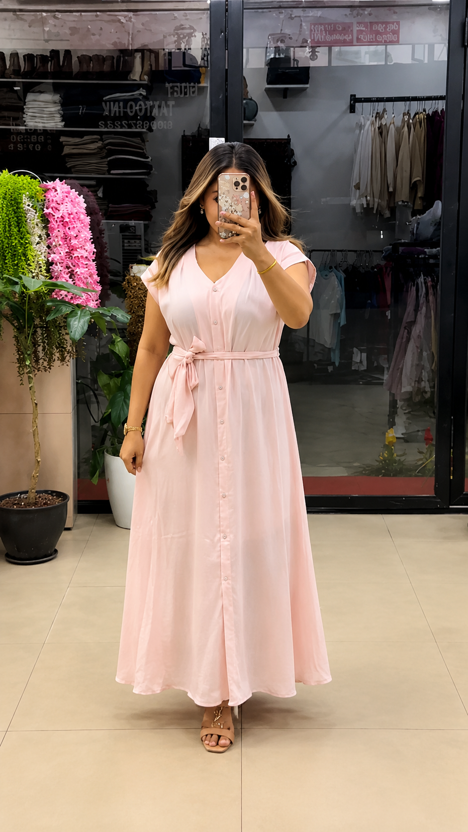 Vastras Aahana Pure Cotton Button Maxi Dress