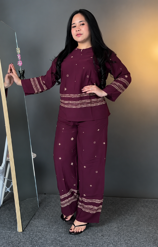 Elegant Wine 2-Piece Co-Ord Set