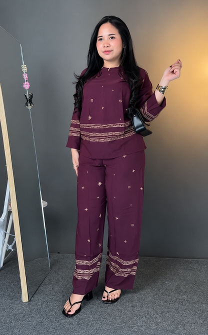 Elegant Wine 2-Piece Co-Ord Set