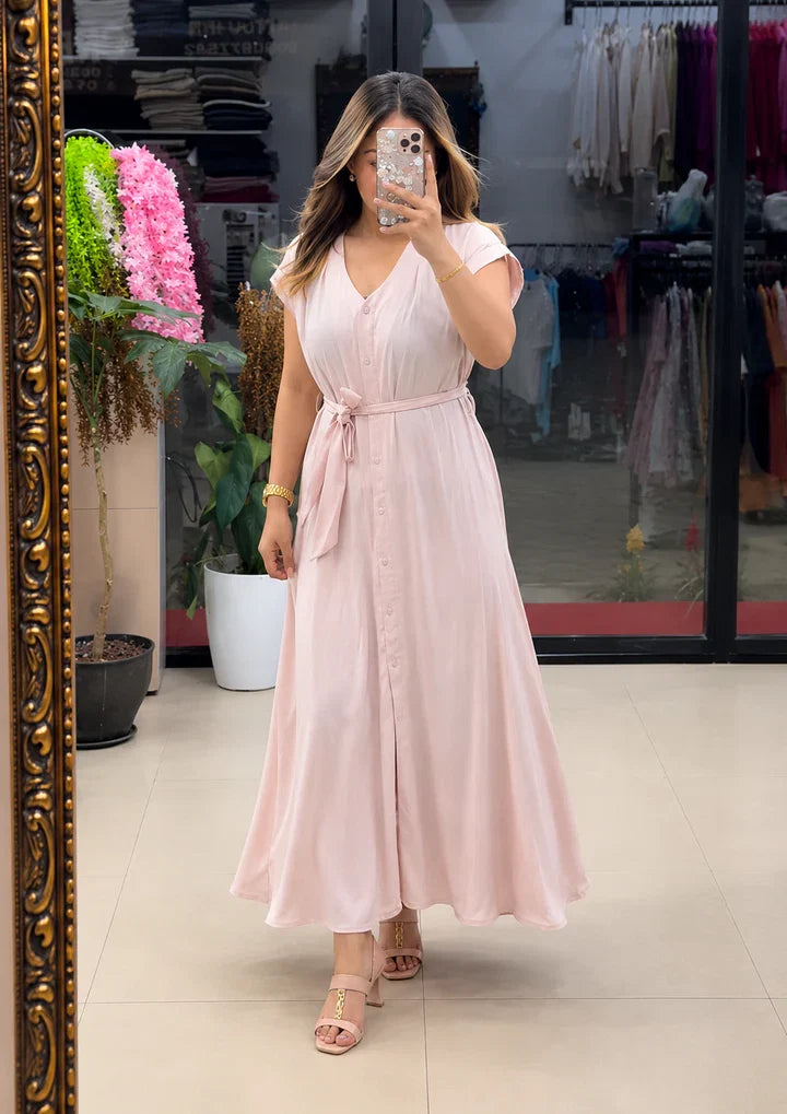Vastras Aahana Pure Cotton Button Maxi Dress