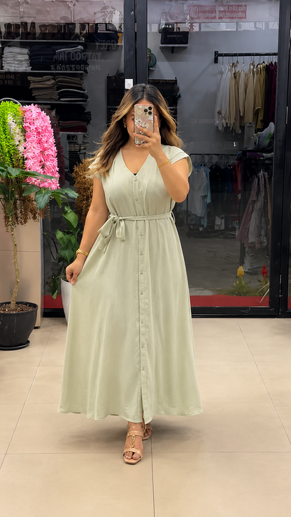 Vastras Aahana Pure Cotton Button Maxi Dress