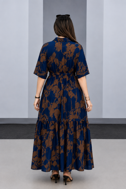 Arabic-code Premium Printed Rayon Maxi Dress