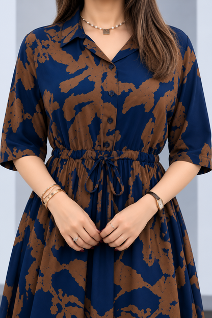 Arabic-code Premium Printed Rayon Maxi Dress