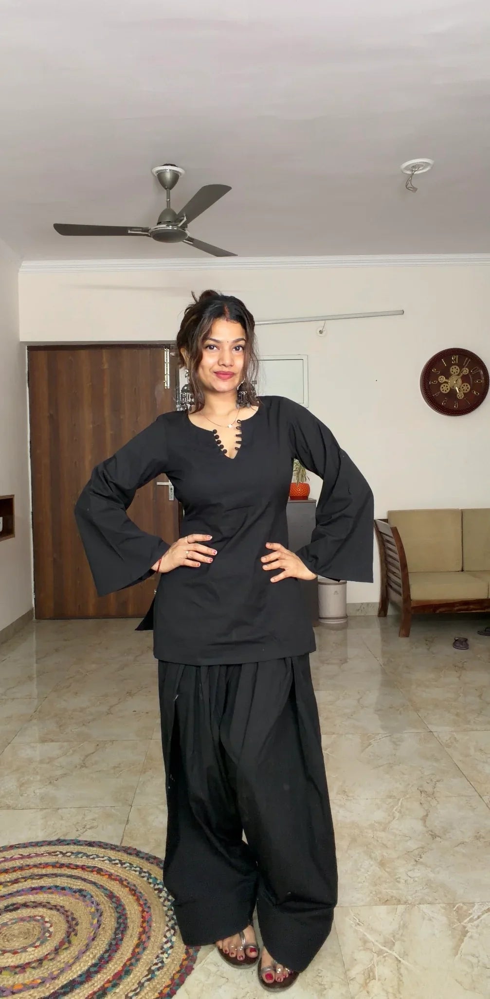 Kaali Noor Black Cotton Farshi Salwar Set for Women | Elegant Kurta Set | Dhirai