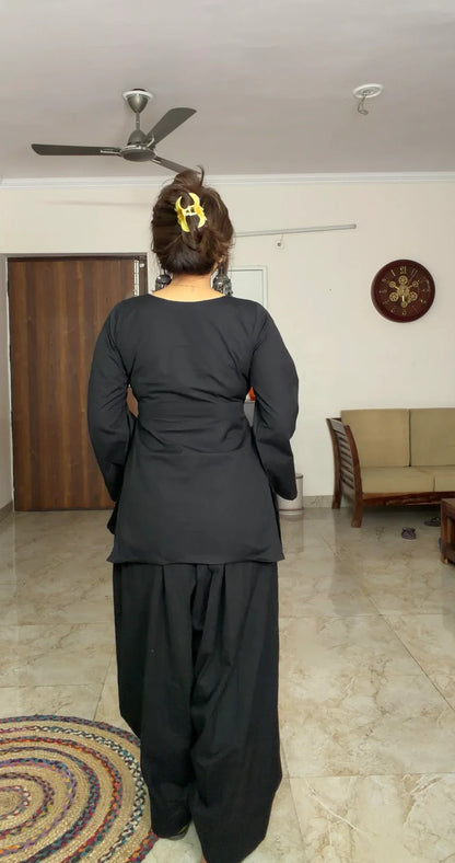 Kaali Noor Black Cotton Farshi Salwar Set for Women | Elegant Kurta Set | Dhirai