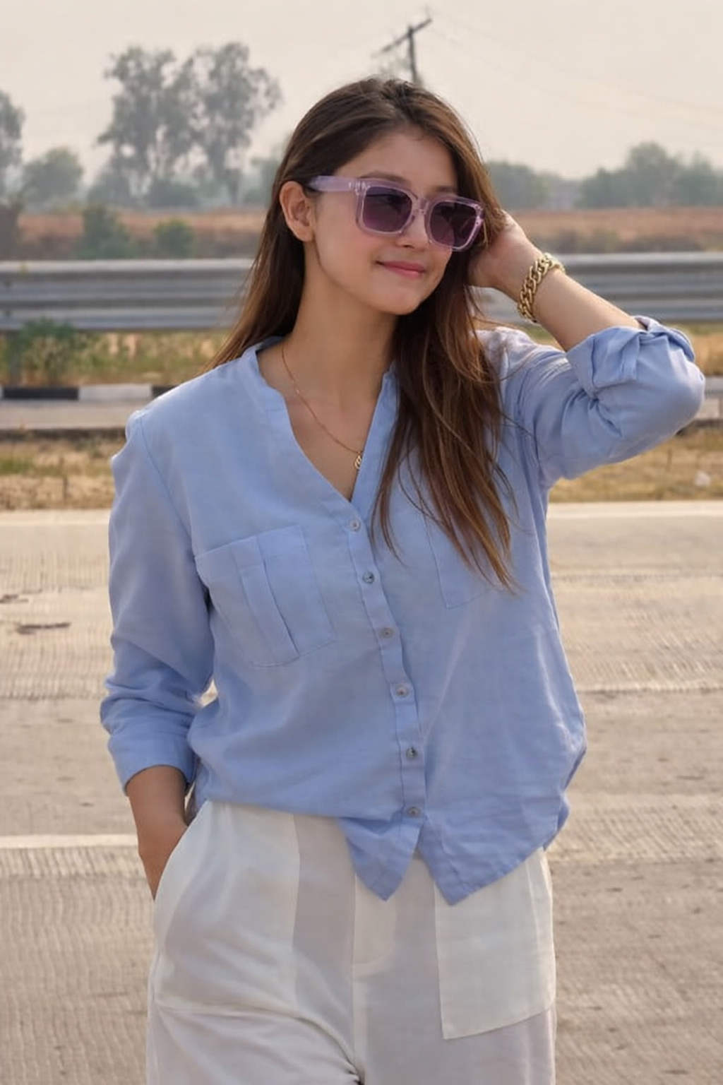"Inayat" — Power Pastel Cotton Shirt & Trouser Co-ord Set
