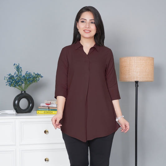Brown rayon flare top [ 100% Rayon, Liva Certified ]