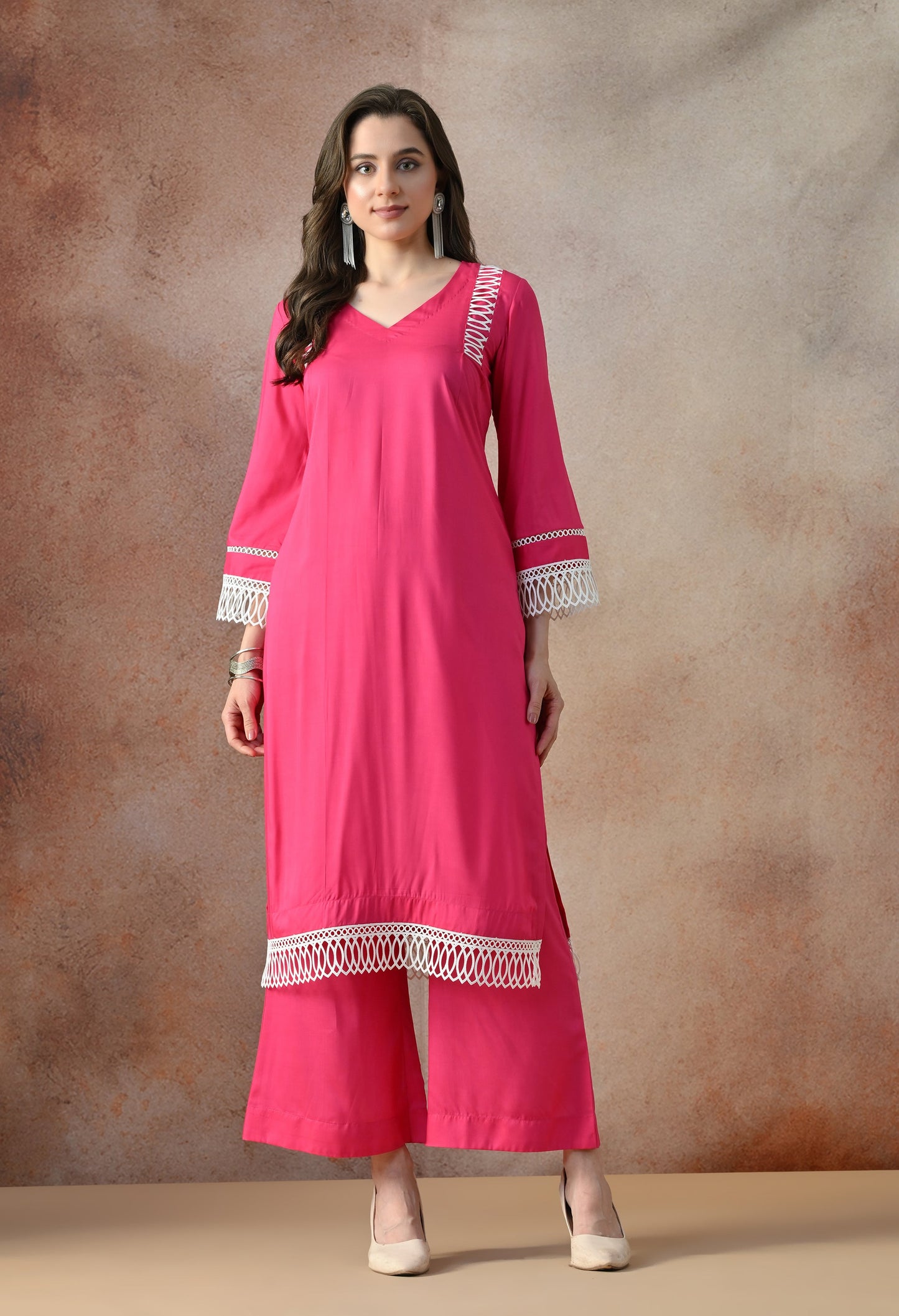 Pink Grace Lace Kurta Set