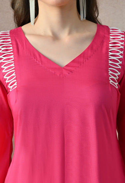 Pink Grace Lace Kurta Set