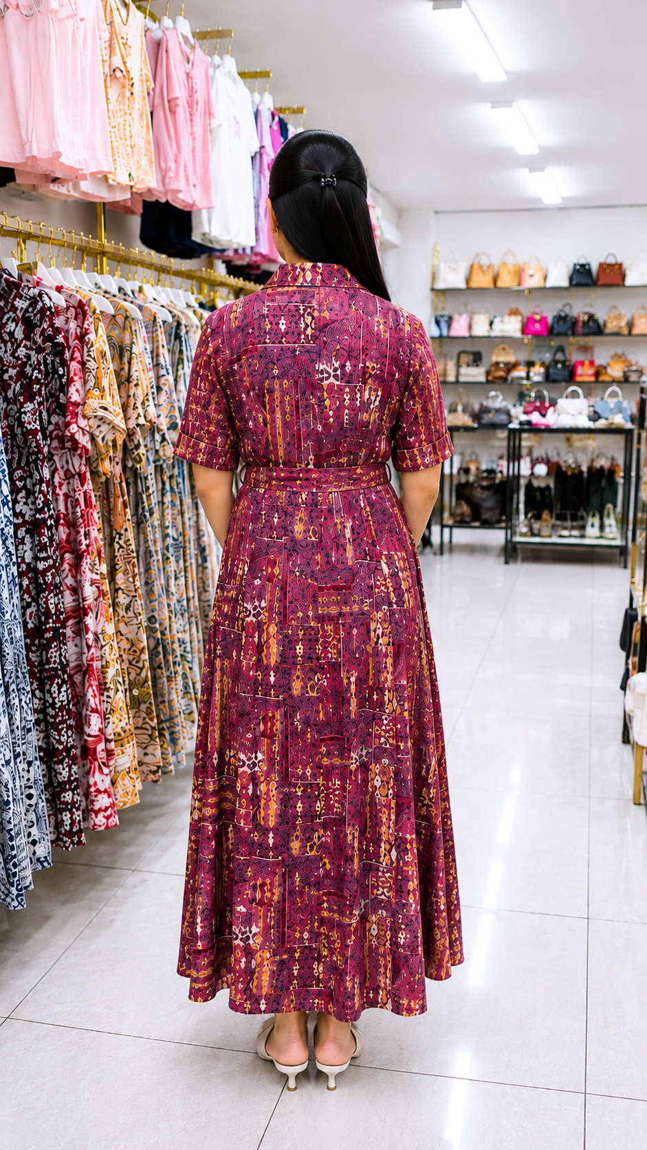 Urban Mosaic Premium Printed Rayon Maxi Dress