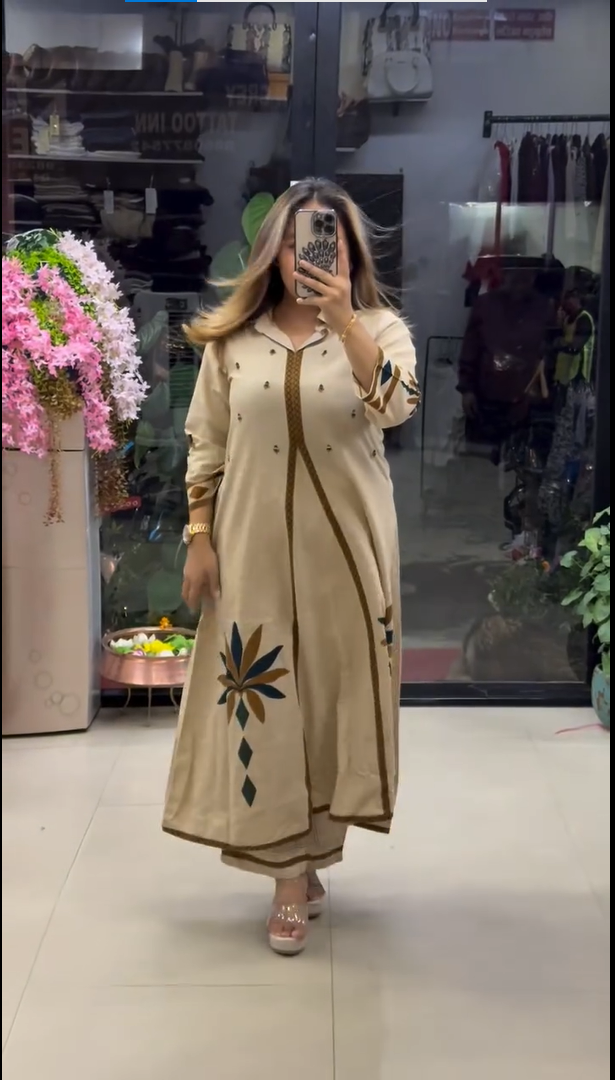 Luxury Ethnic Black A-Line Kurti