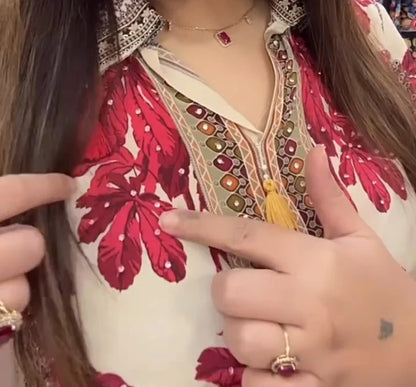 Indo-Western ethnic Crape printed co-ord set,
