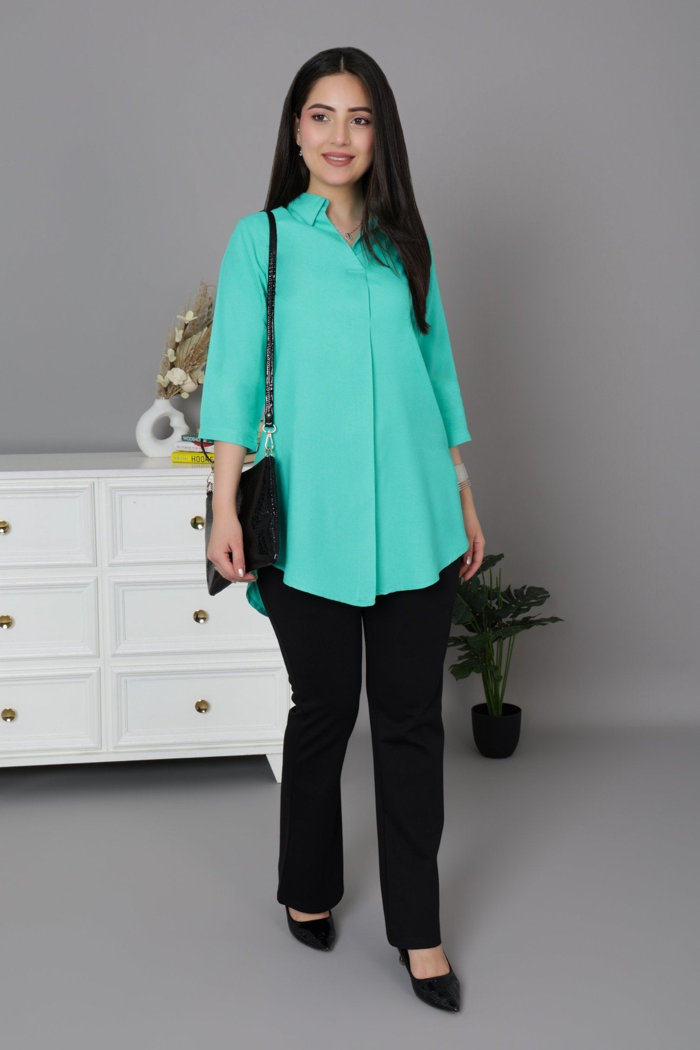 Aqua Green rayon flare top [ Premium 100% Rayon, Liva Certified ]