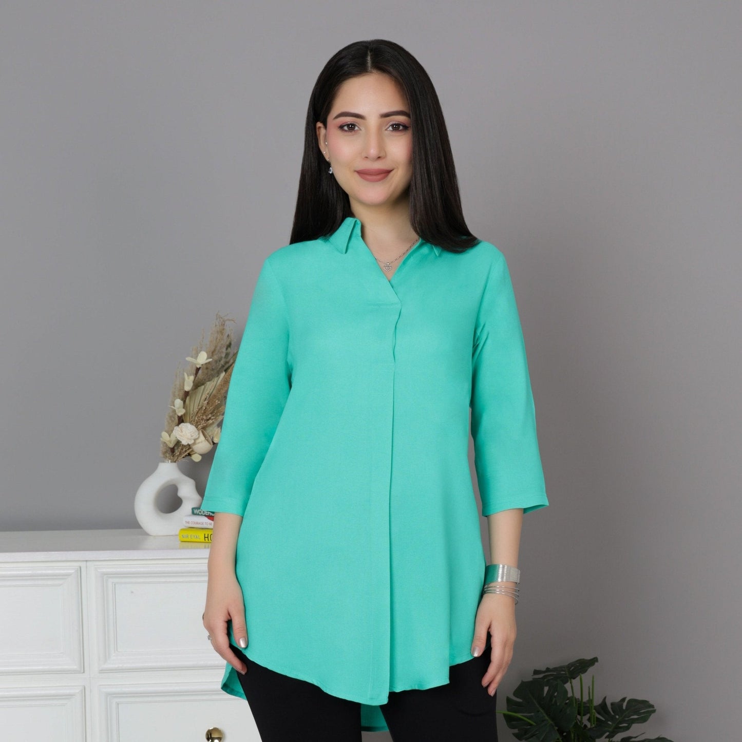 Aqua Green rayon flare top [ Premium 100% Rayon, Liva Certified ]