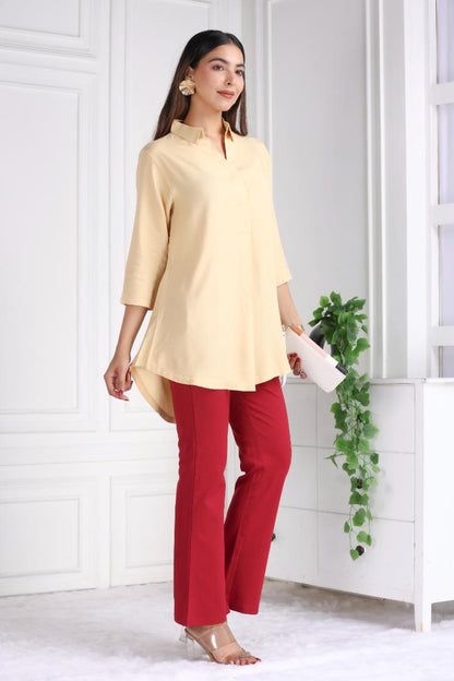 Beige rayon flare top [ Premium 100% Rayon, Liva Certified ]