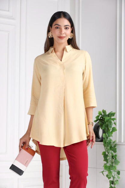 Beige rayon flare top [ Premium 100% Rayon, Liva Certified ]