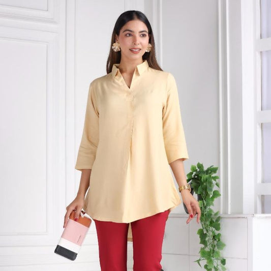 Beige rayon flare top [ Premium 100% Rayon, Liva Certified ]