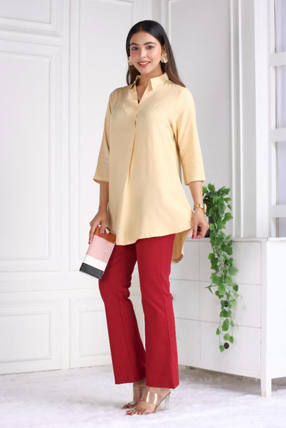 Beige rayon flare top [ Premium 100% Rayon, Liva Certified ]