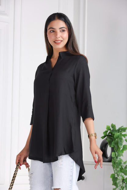 Black rayon flare top [ Premium 100% Rayon, Liva Certified ]