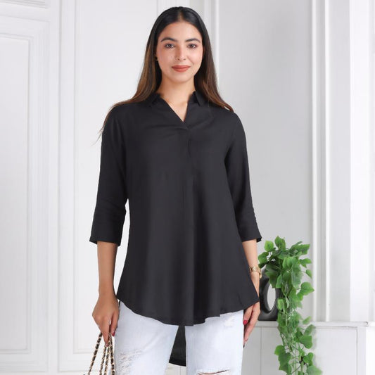 Black rayon flare top [ Premium 100% Rayon, Liva Certified ]