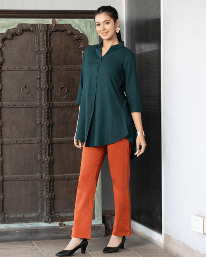 Bottle green rayon flare top [ Premium 100% Rayon, Liva Certified ]