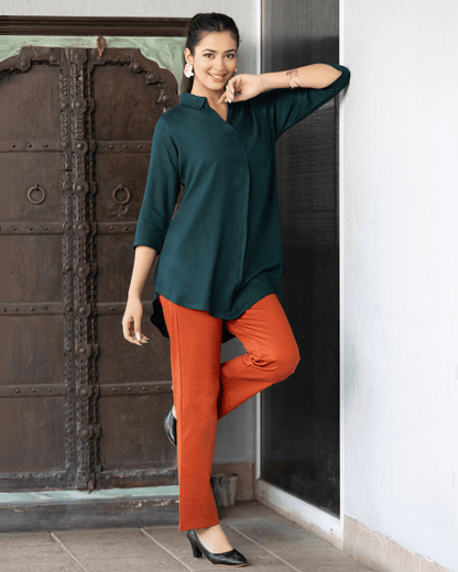 Bottle green rayon flare top [ Premium 100% Rayon, Liva Certified ]