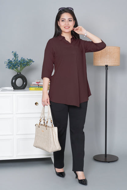 Brown rayon flare top [ 100% Rayon, Liva Certified ]