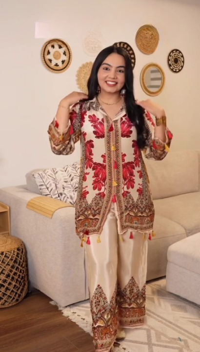Indo-Western ethnic Crape printed co-ord set,