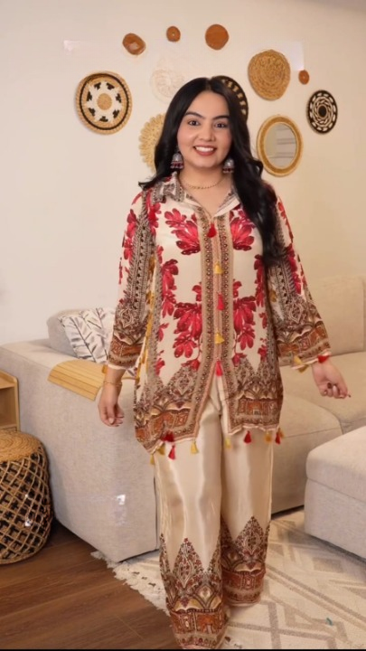 Indo-Western ethnic Crape printed co-ord set,