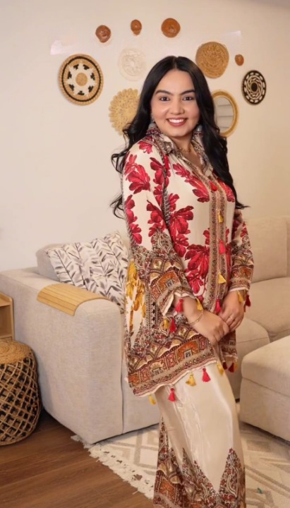 Indo-Western ethnic Crape printed co-ord set,