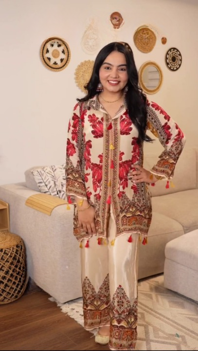 Indo-Western ethnic Crape printed co-ord set,