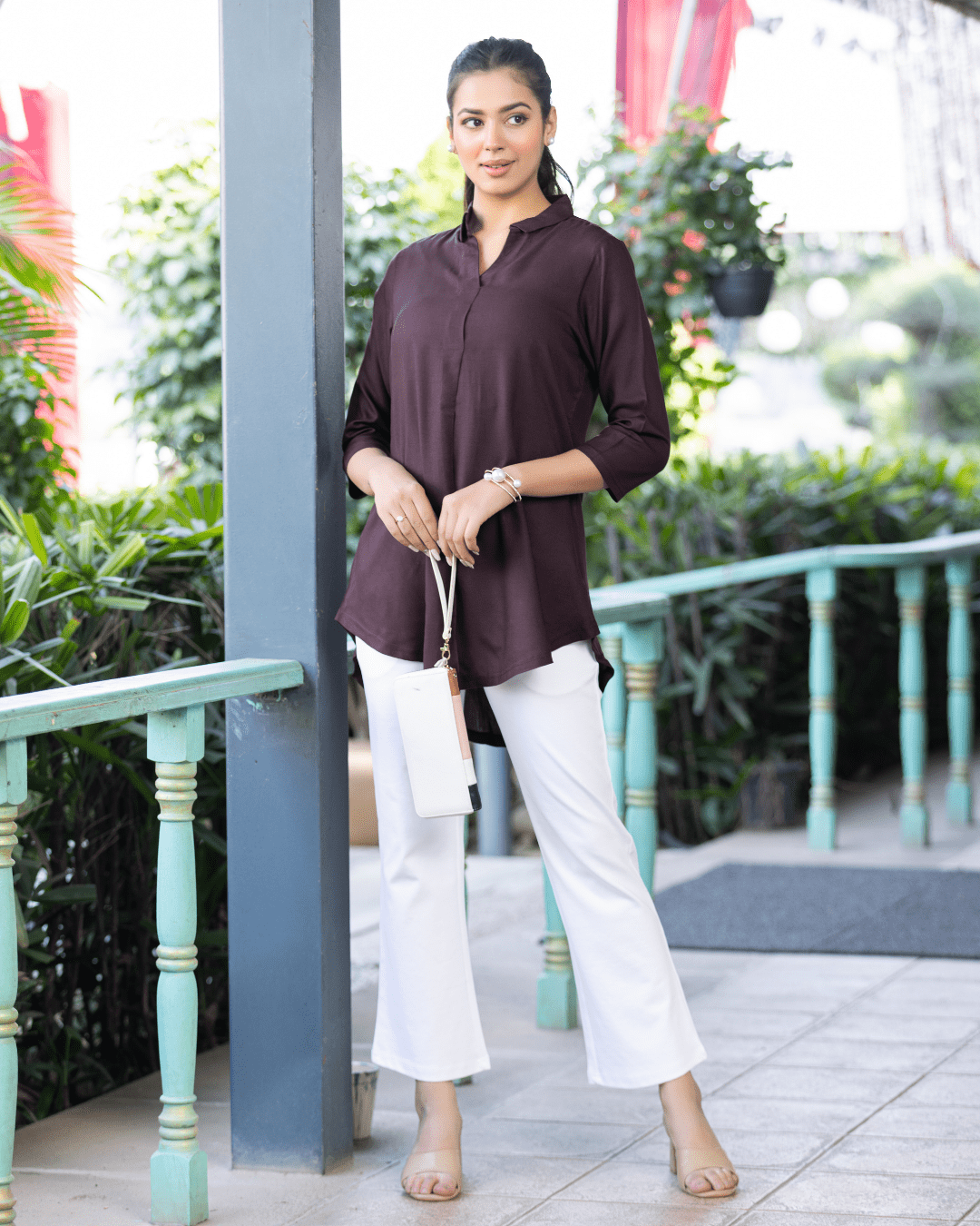 Dark chocolate rayon flare top [ 100% Rayon, Liva Certified ]
