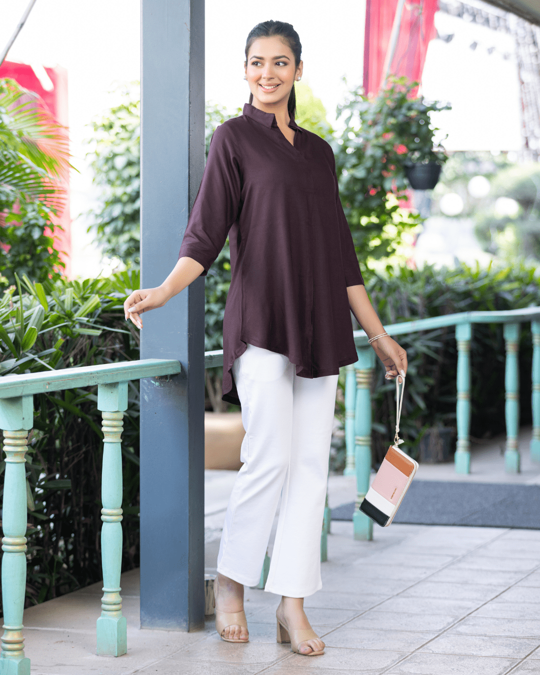 Dark chocolate rayon flare top [ 100% Rayon, Liva Certified ]