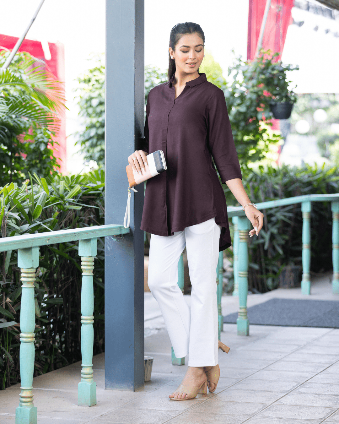 Dark chocolate rayon flare top [ 100% Rayon, Liva Certified ]