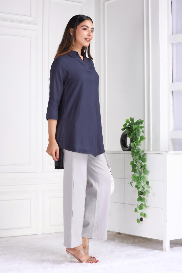 Dark grey rayon flare top [ Premium 100% Rayon, Liva Certified ]